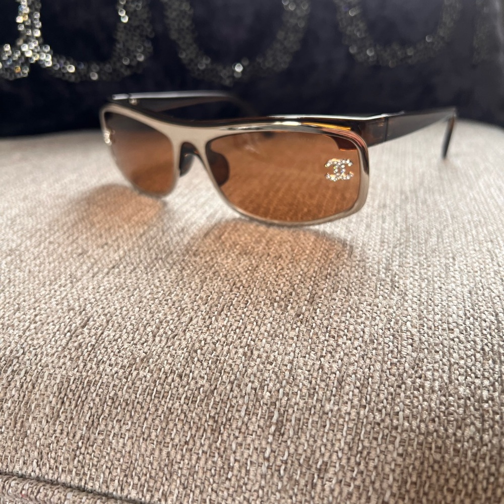 Chanel Rhinestone Brown and Silver Women's Sunglasses - Picture 5 of 8